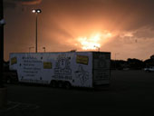 38ft moving trailer at the office during sun set